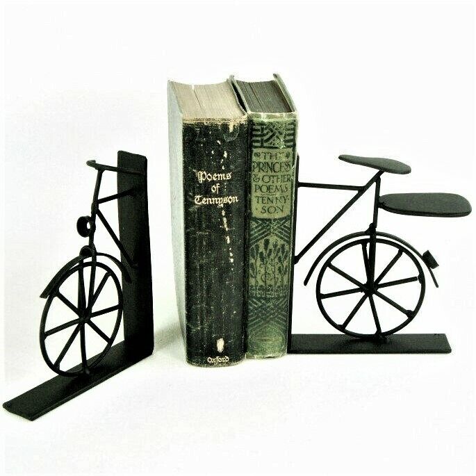 Cycle Bicycle Metal Book Ends Vintage Style Bookends Shelf Home Decor Sitters