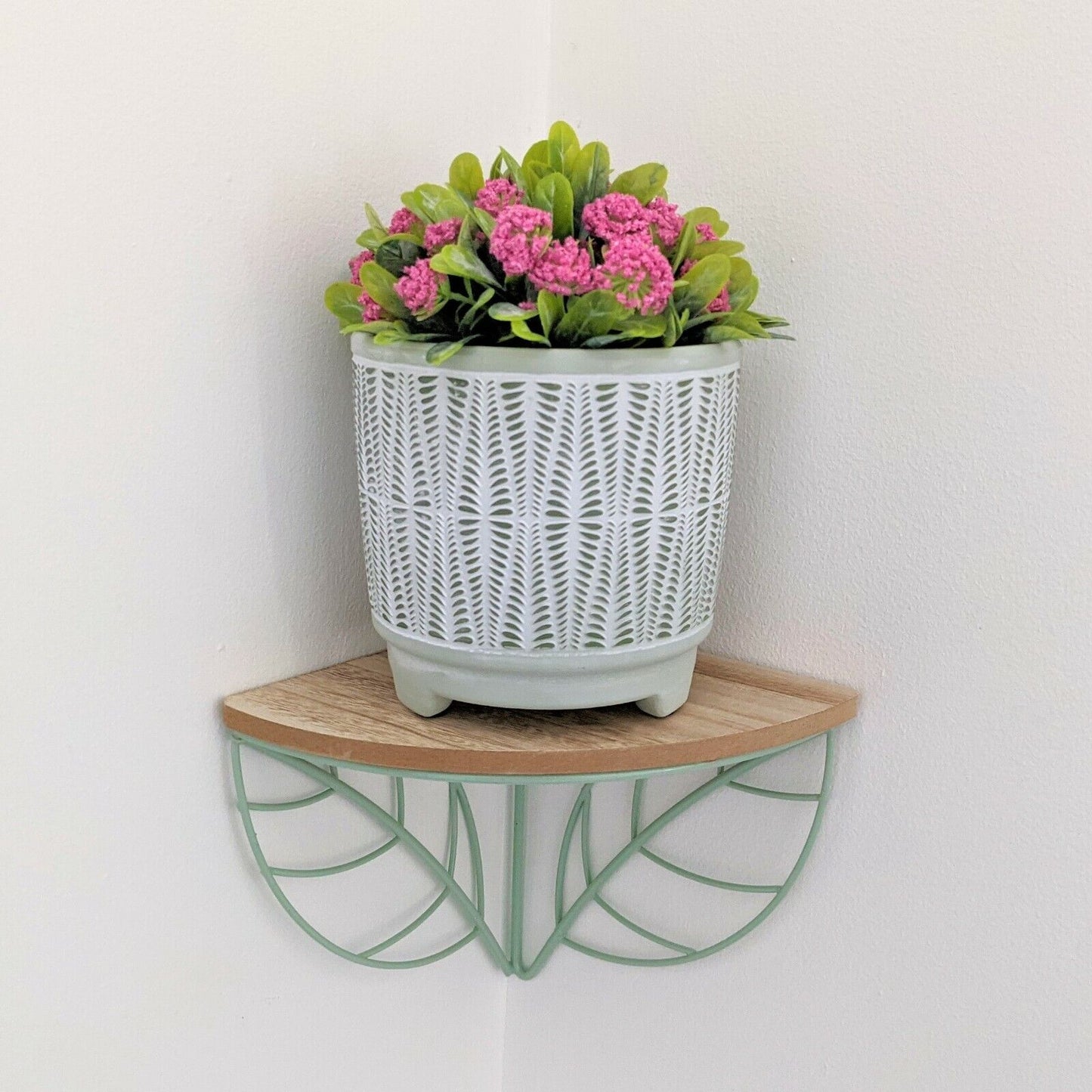14cm Diamond Leaves Ceramic Indoor Plant Pot Holder Herb Cover Planter On Feet