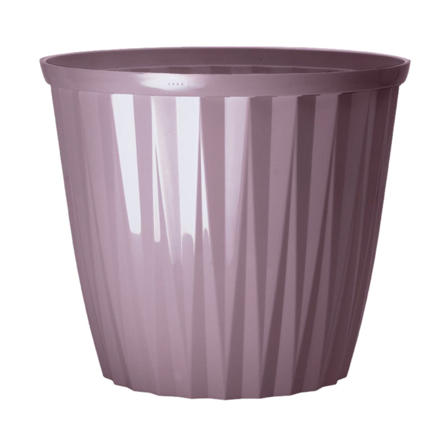 2Pc Round Plastic Purple Plant Pot 30cm Outdoor 11L Garden Planter Glossy Effect