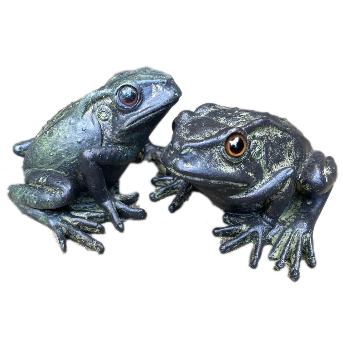 2Pc Green Resin Frog Statues Real Life Animal Indoor Outdoor Sculpture Ornaments