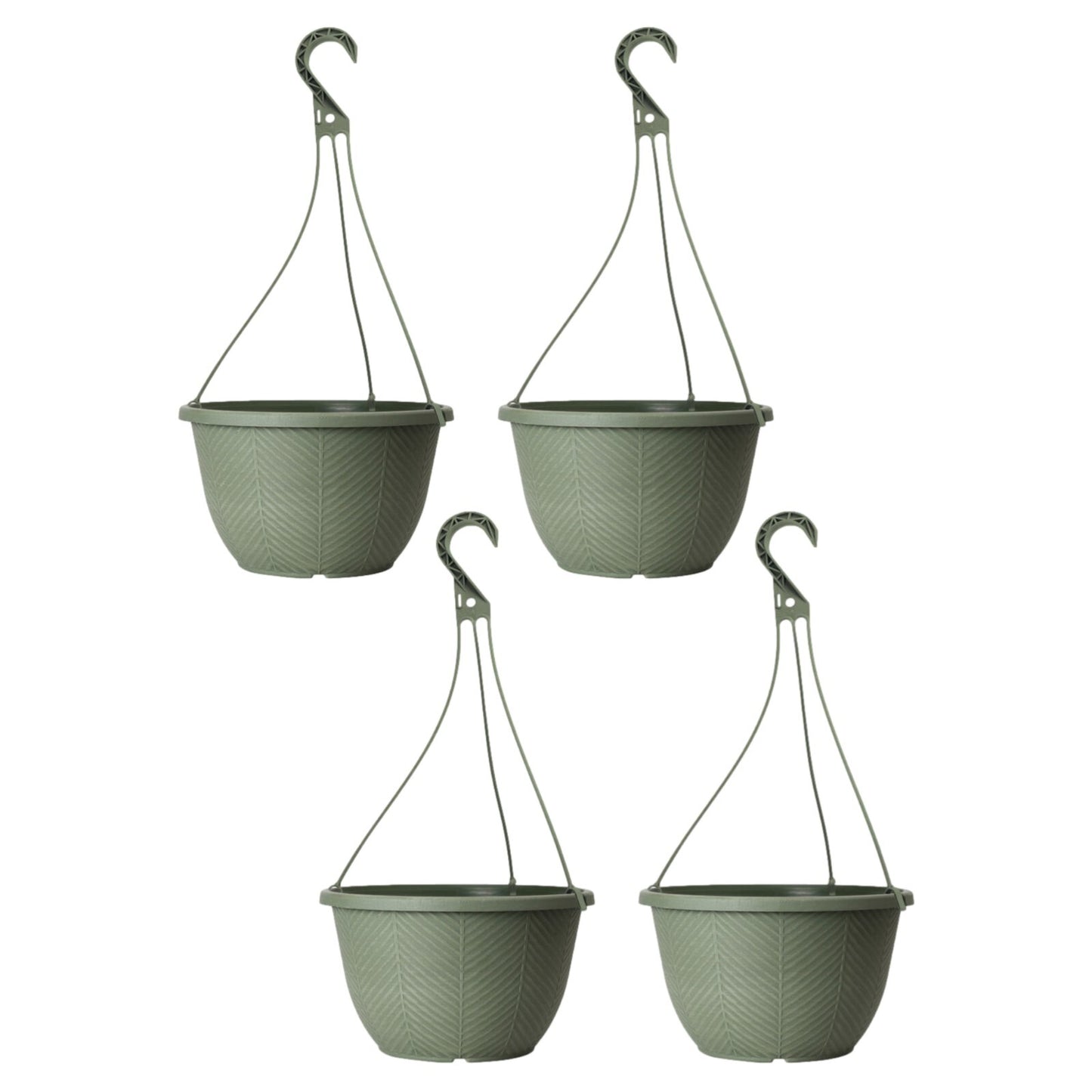 Round Plastic Green Hanging Basket 30cm Plant Pot 8L Home Garden Hook Planter