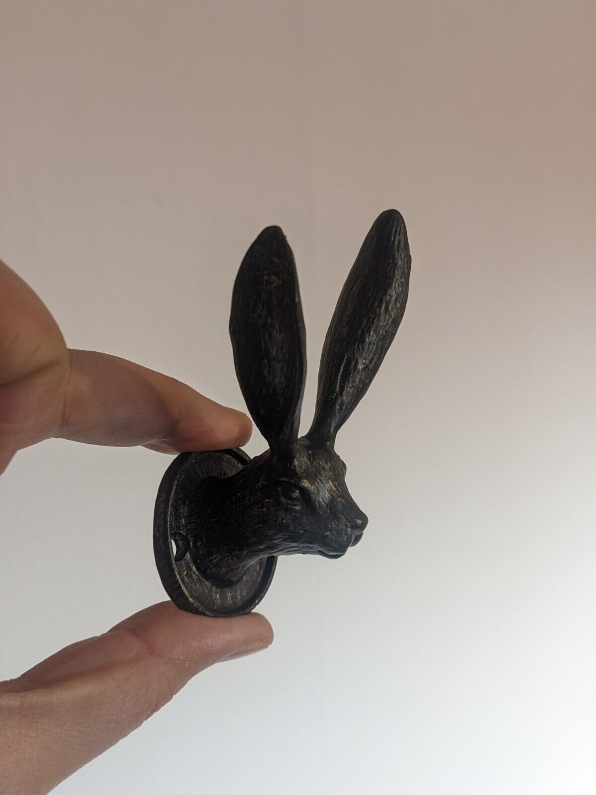 Set of 3 Rustic Hare Bunny Coat Hook Vintage Bronze Metal Animal Wall Door Hooks