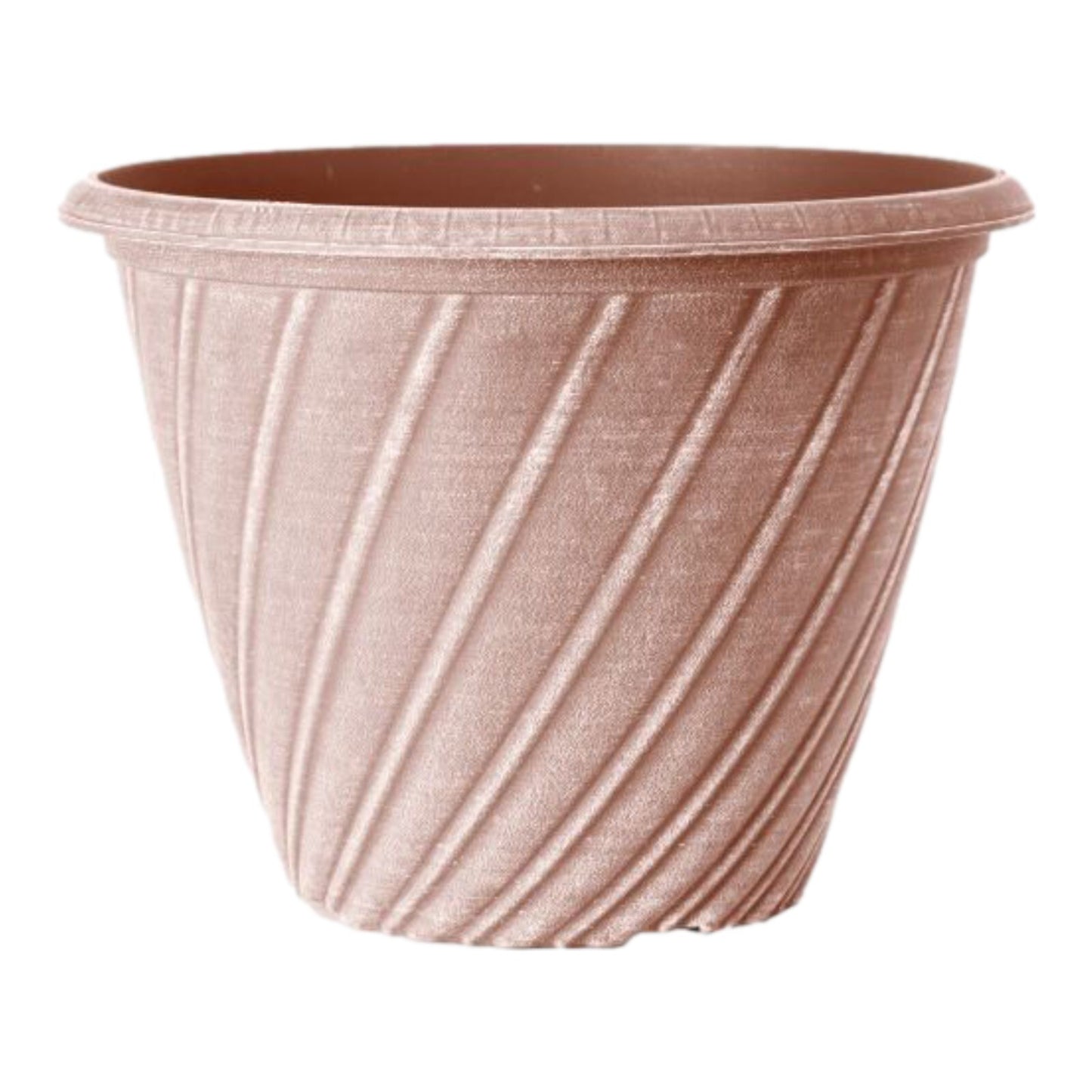 Round Plastic Plant Pot 31cm Aged Terracotta Swirl 10L Garden Outdoor Planter