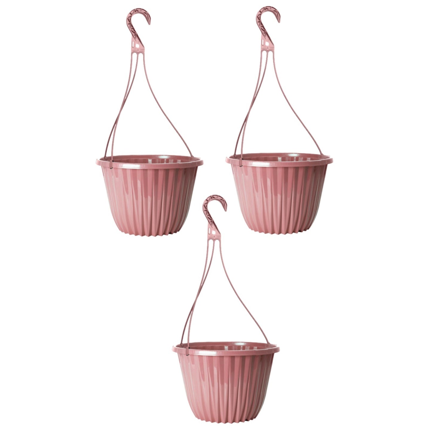Plastic Pink Hanging Basket 27cm Plant Pot 7L Home Garden Hook Planter Glossy