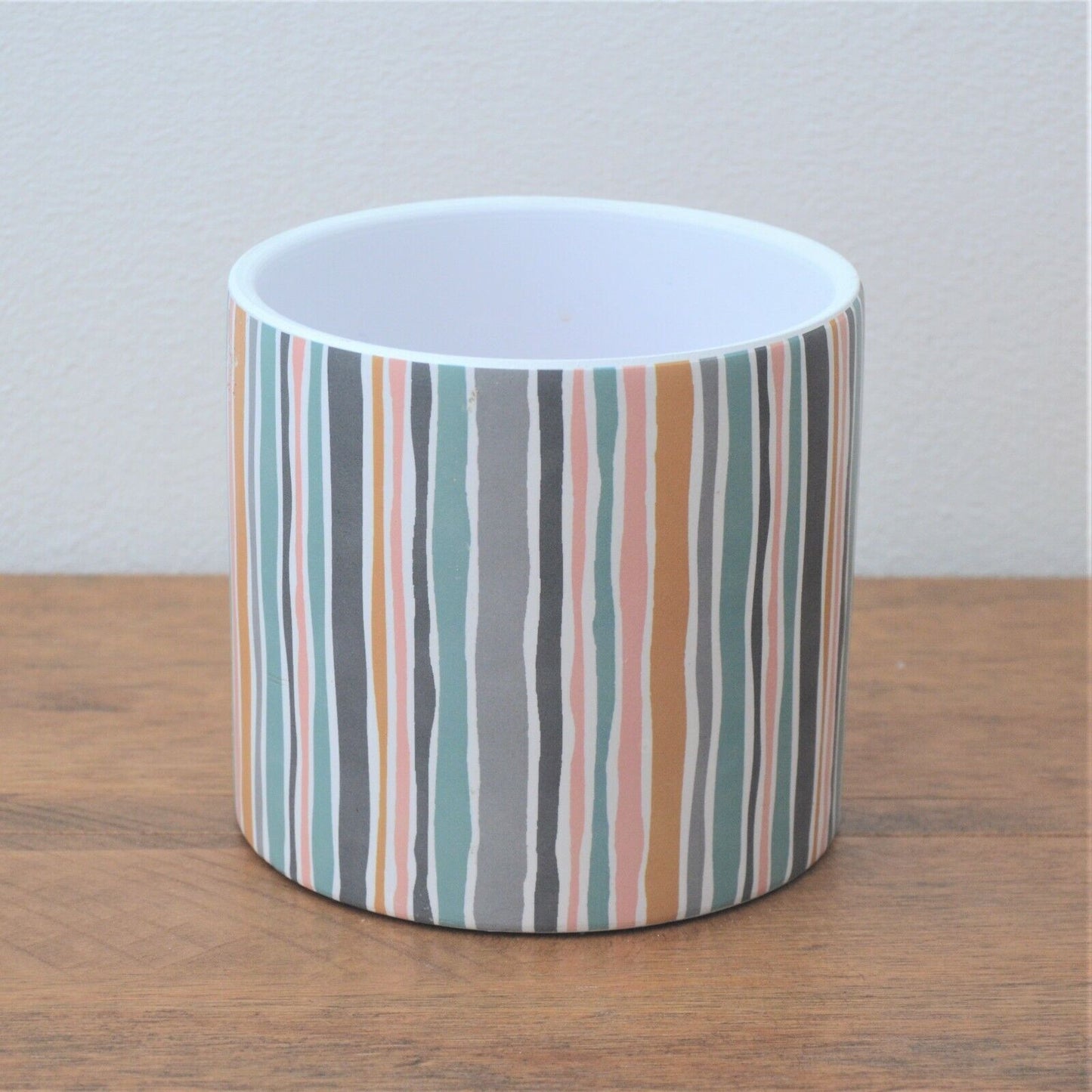 13.5cm Contemporary Stripes Ceramic Indoor Plant Pot Holder Herb Cover Planter