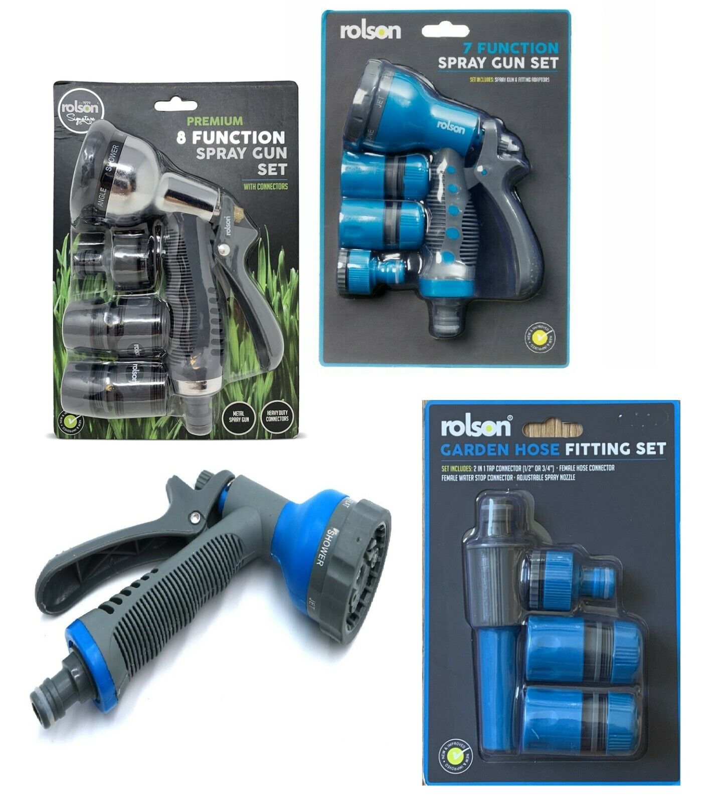 Spray Nozzle Water Hose Gun Multi Pattern Garden Adjustable Mist Attachments