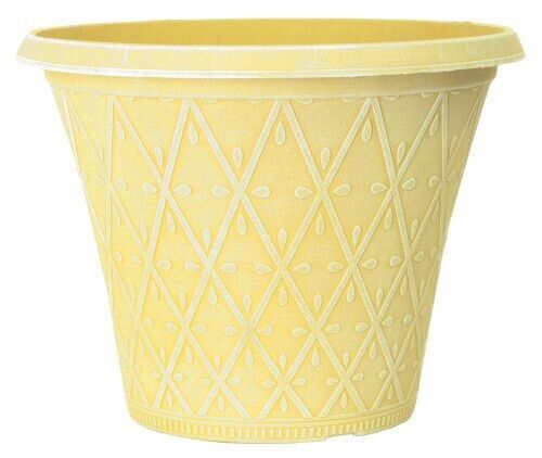 Set of 6 Round 30cm Garden Plant Pot Yellow Outdoor Planter Decorative Cover