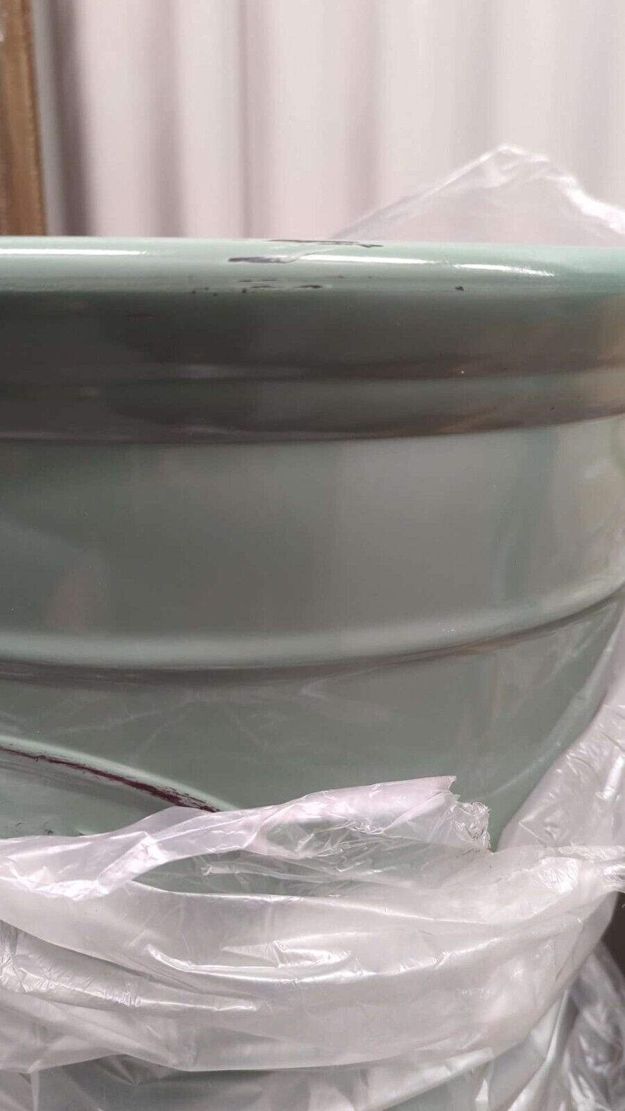 2Pc Large Olive Green Plastic Plant Pot 40cm Gloss Tall 34L Round Garden Planter