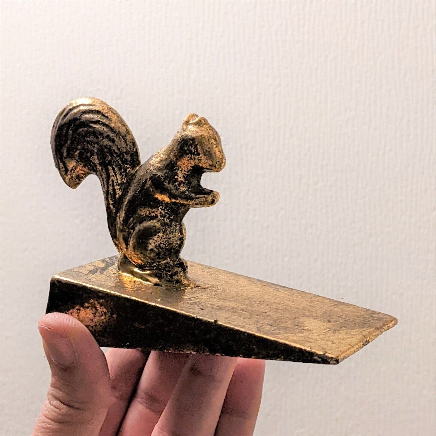 Squirrel Heavy Metal Gold Doorstopper Heavy Door Wedge Shabby Chic Stopper Stop