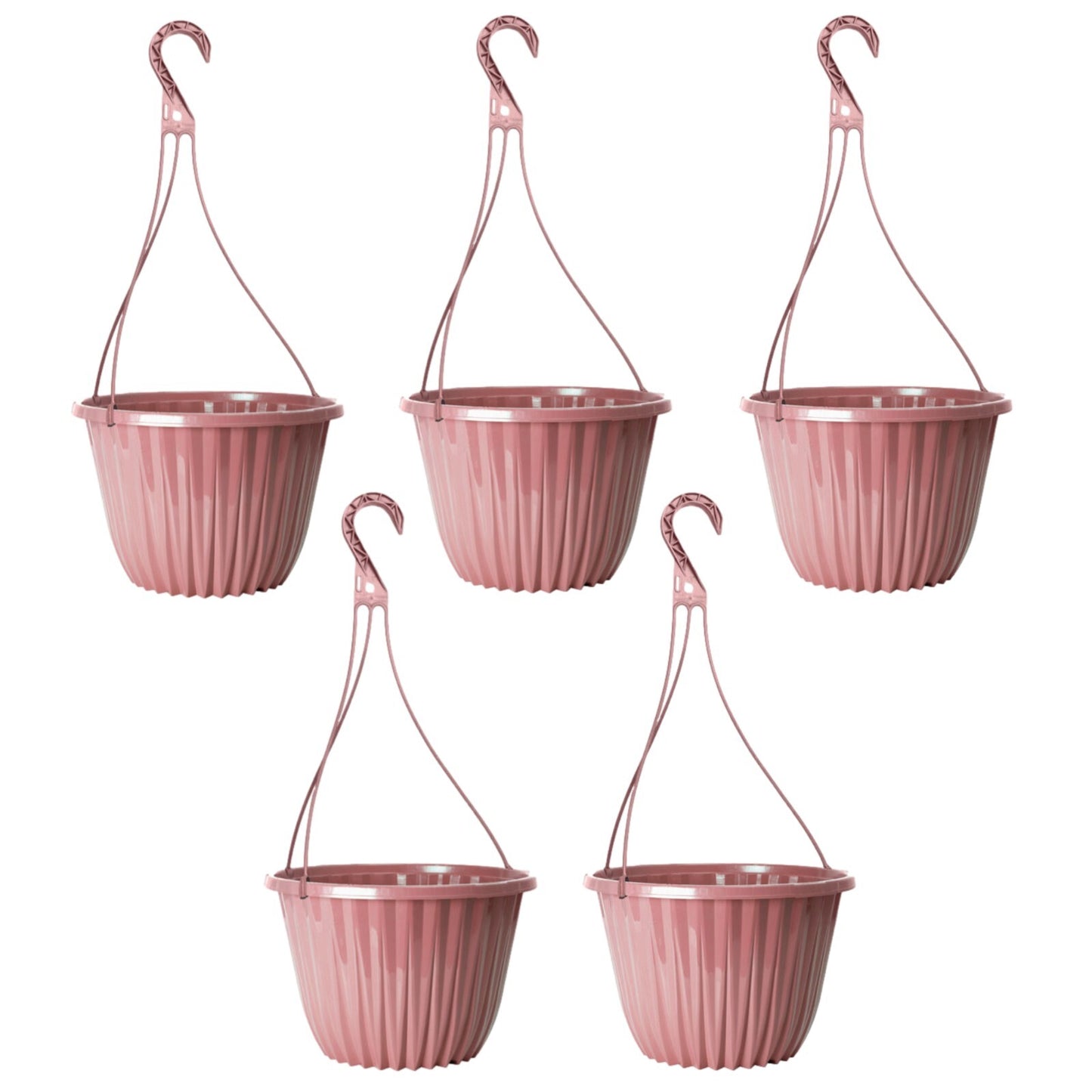 Plastic Pink Hanging Basket 27cm Plant Pot 7L Home Garden Hook Planter Glossy