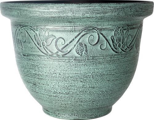 Set of 2 Round 30cm Garden Plant Pot Green Turquoise Flower Outdoor Bell Planter