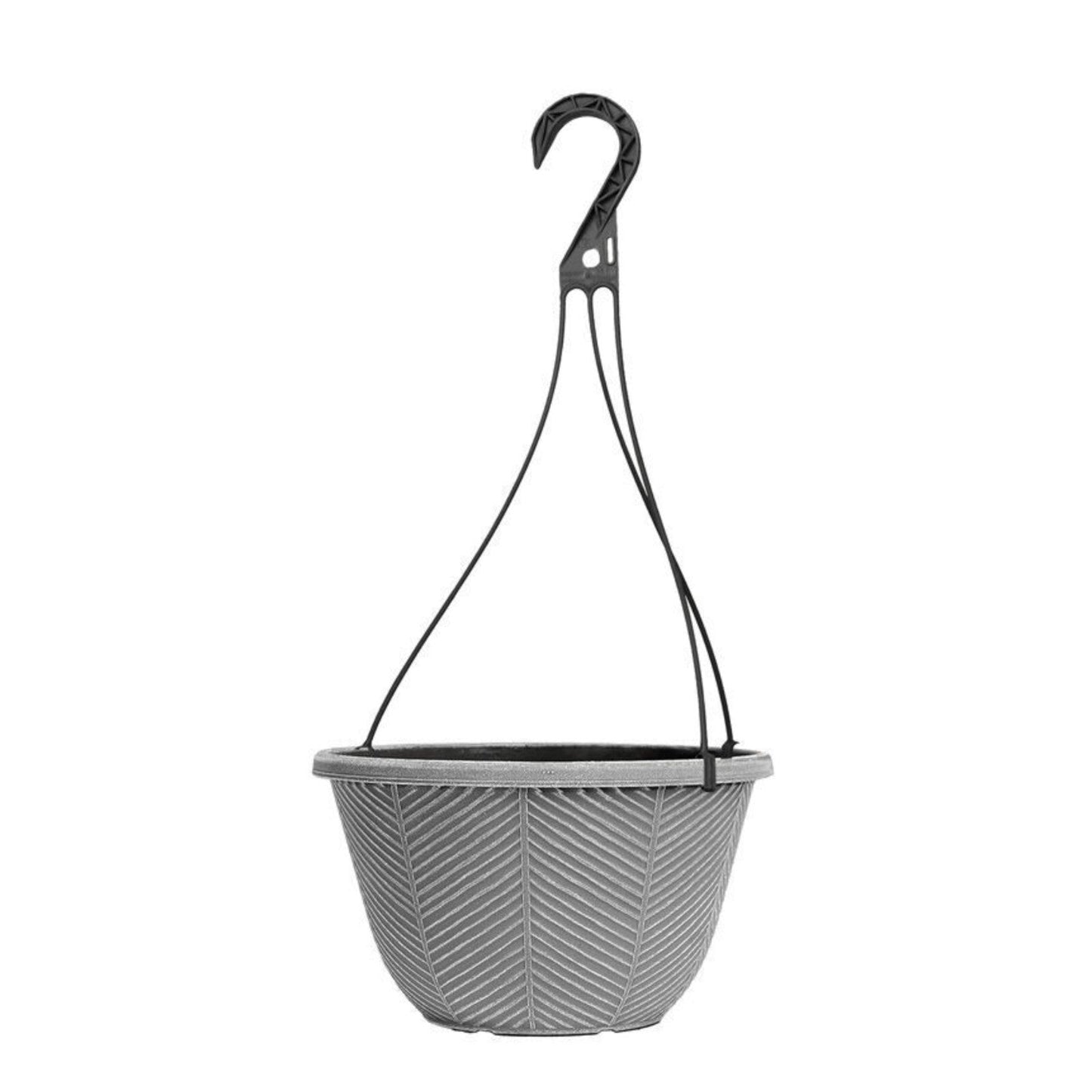 Round Plastic Silver Grey Hanging Basket 30cm Plant Pot 8L Garden Hook Planter