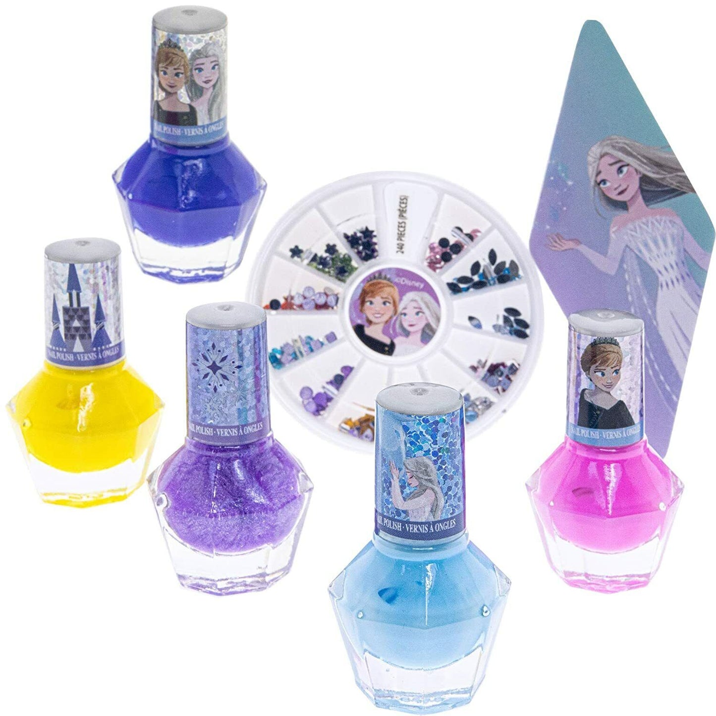18 Pcs Frozen 2 Townley Girl Non Toxic Peel Off Glittery Nail Polish Gems Set