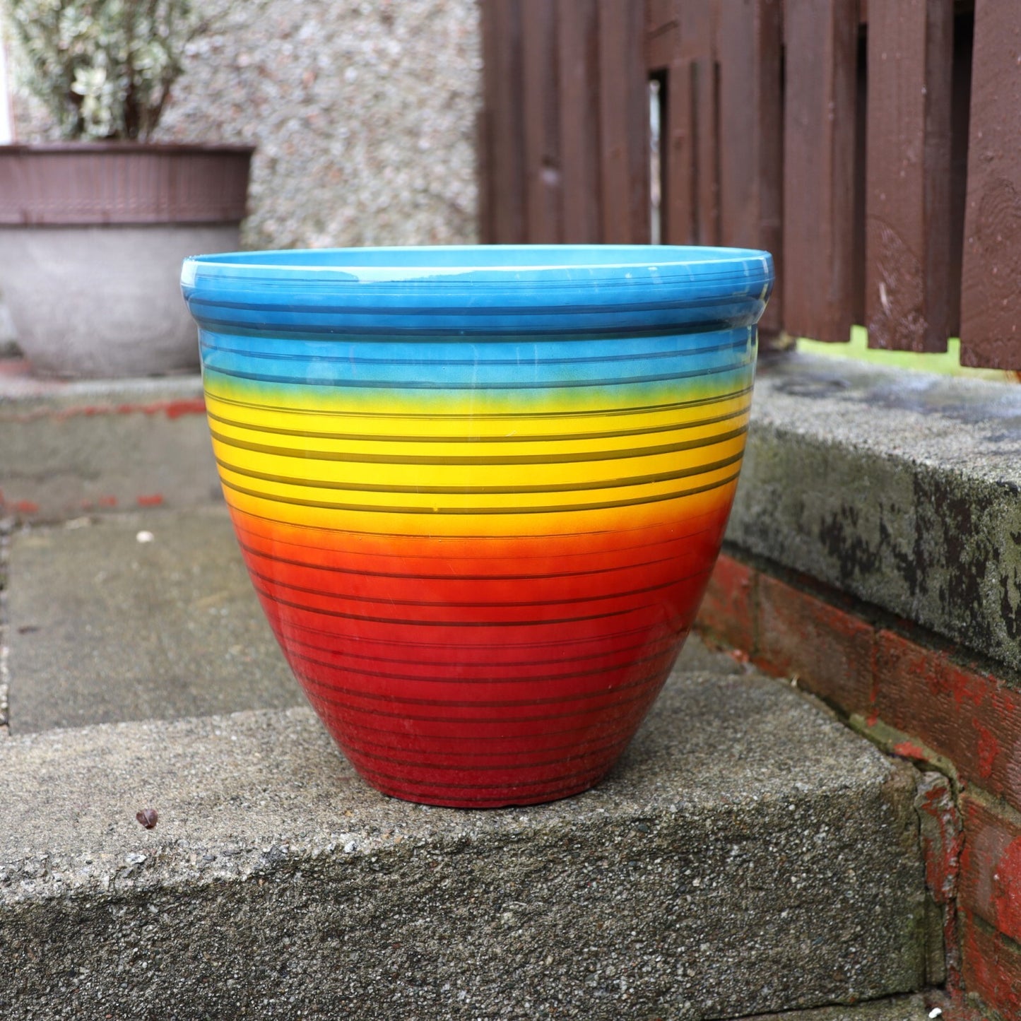 2Pc Round Plastic Rainbow Plant Pot 38cm Outdoor 25.L Home Garden Planter Cover