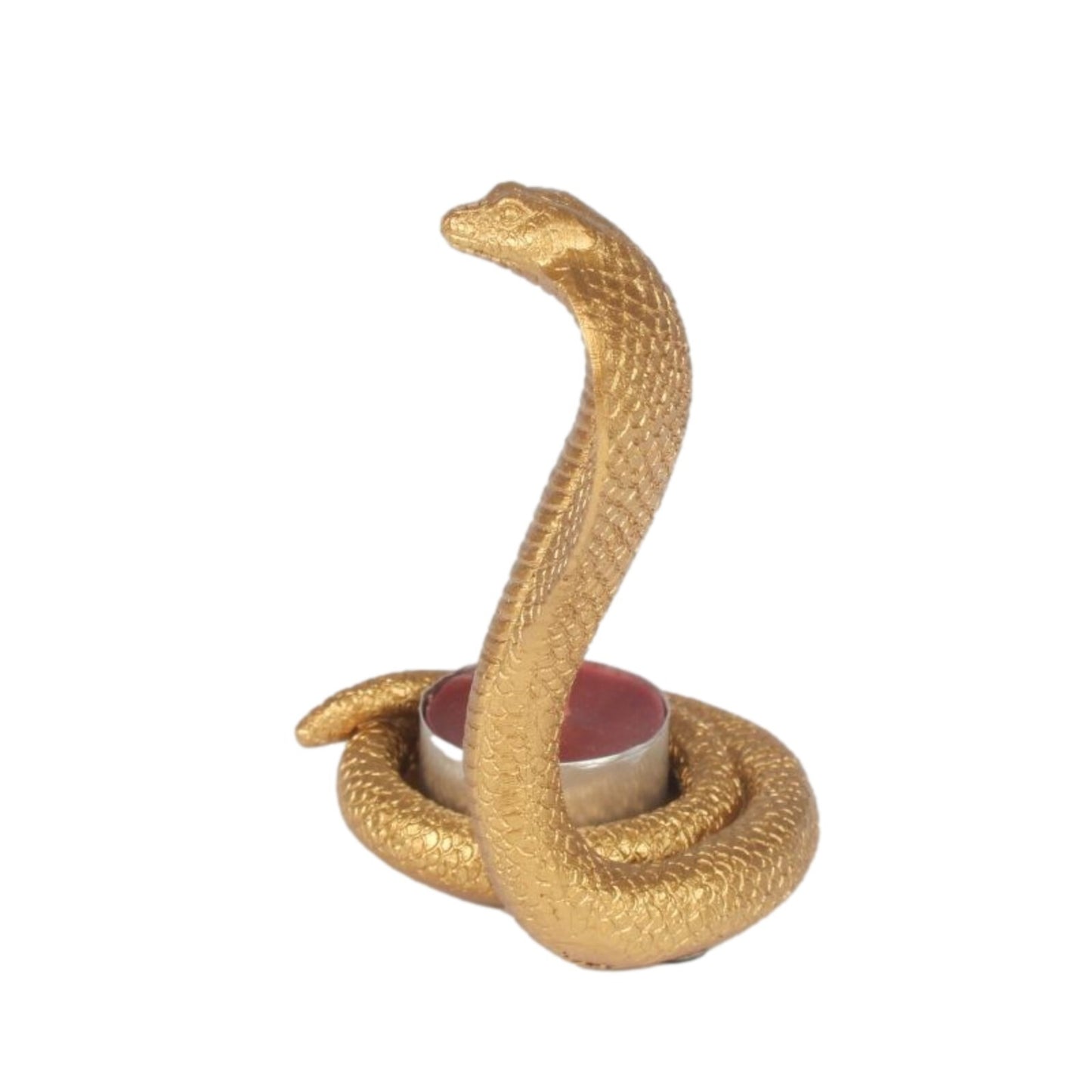 Gold Resin Cobra Tealight Candle Holder Snake Shaped T-Light Ornament Decor Gift