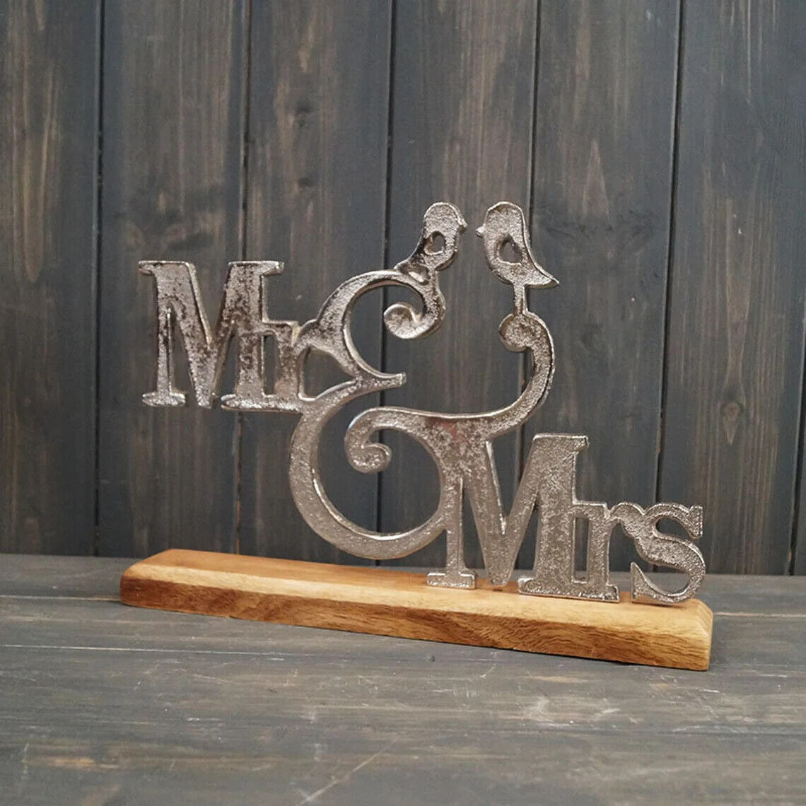 Aluminium Love Couple Pet Cat Mr Mrs You Me Gift Home Decor Ornaments On Wood