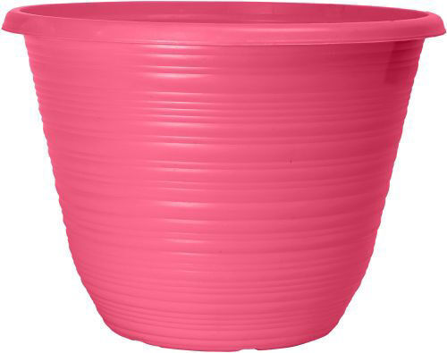 Set of 2 Bright Pink Plastic Plant Pot 25cm Round Tub 5.7L Garden Planter