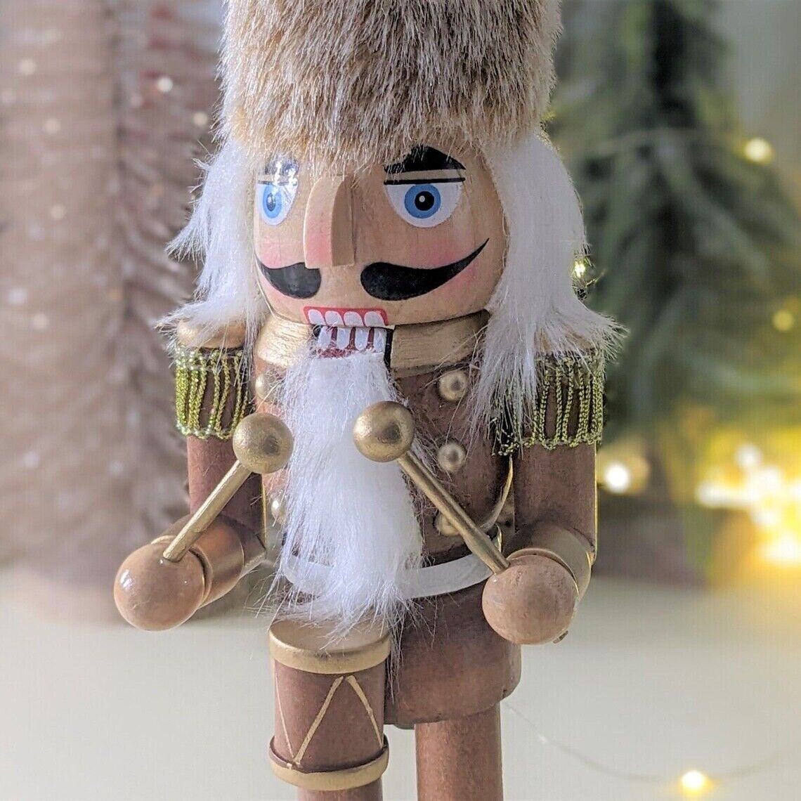 25cm Christmas Nutcracker Soldier Brown Wooden Xmas Ornament Decor Drummer