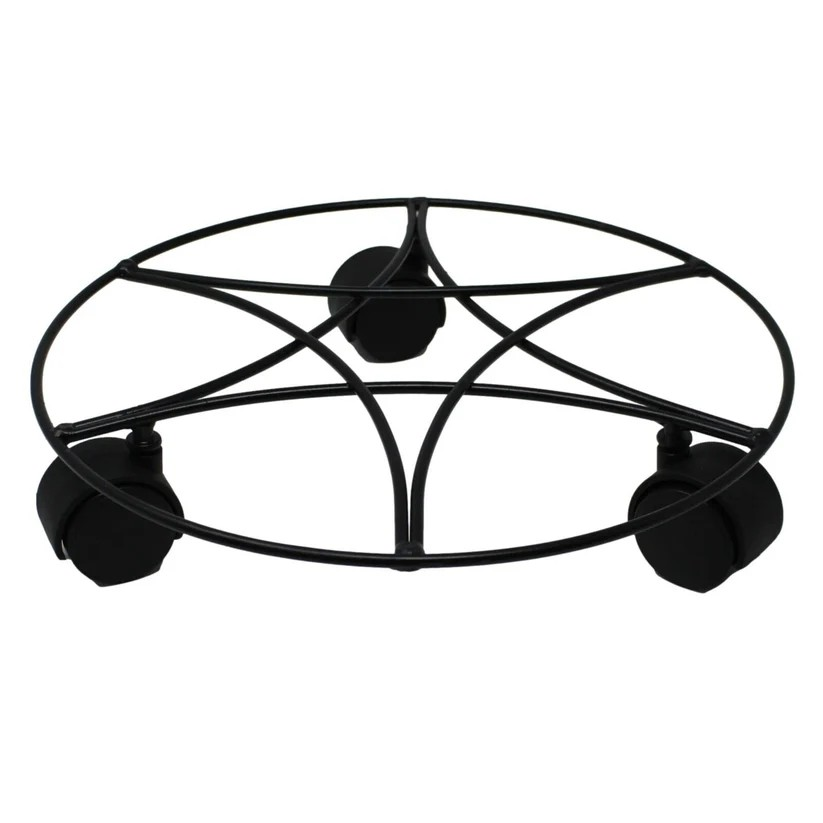 3Pc Plant Pot Planter Caddy Stand Mover Metal Black Wheels Trolley Wheelie Mover