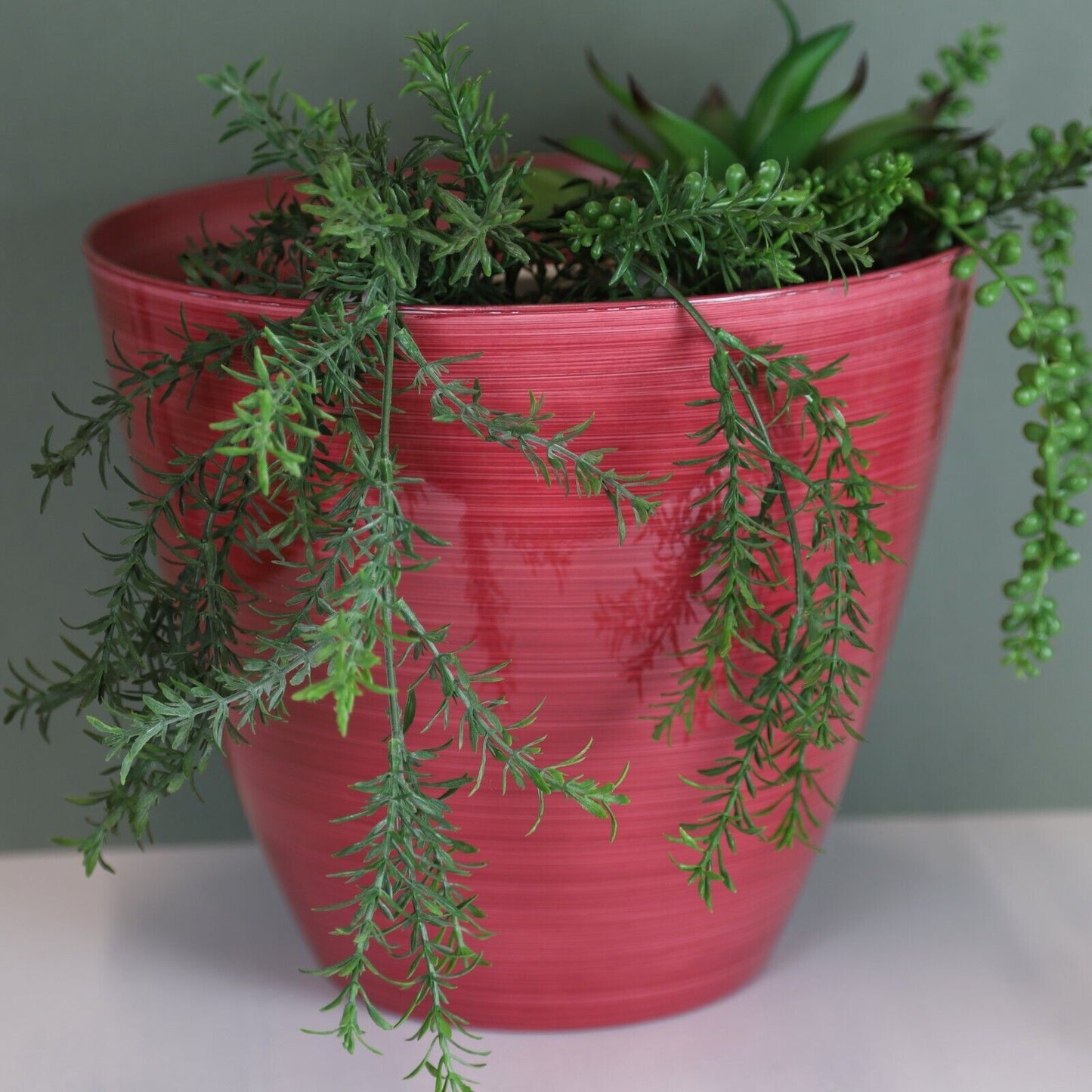 30cm Large Plastic Round Coral Pink Savannah Planter Plant Flowers Pot Cover