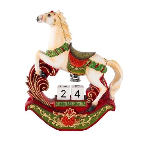 Rocking Horse Advent Calendar Count Down White Resin Xmas Christmas Traditional