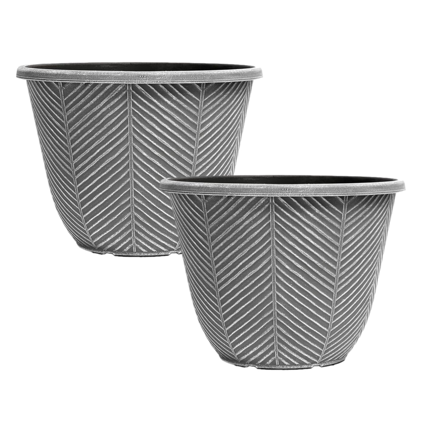Round Plastic Silver Grey Plant Pot 32cm Outdoor 11L Home Flower Garden Planter