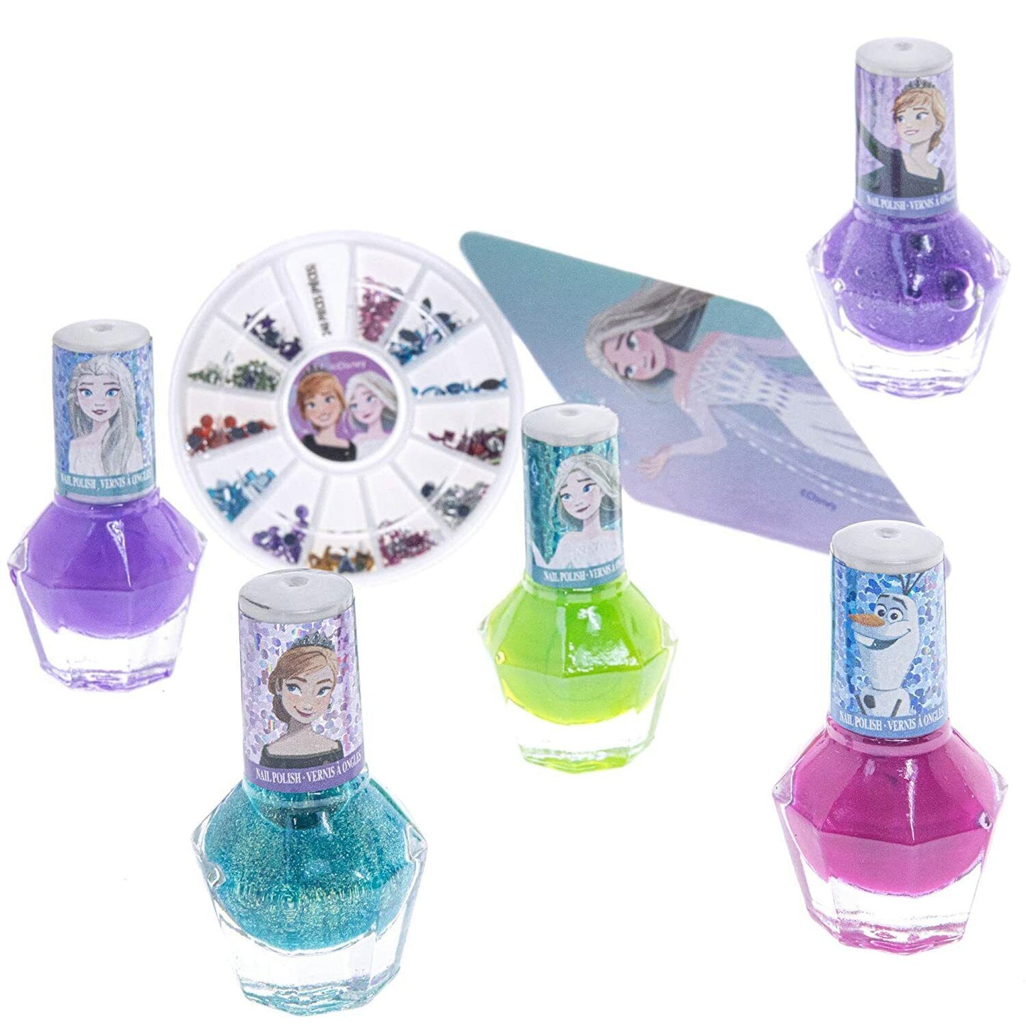 18 Pcs Frozen 2 Townley Girl Non Toxic Peel Off Glittery Nail Polish Gems Set