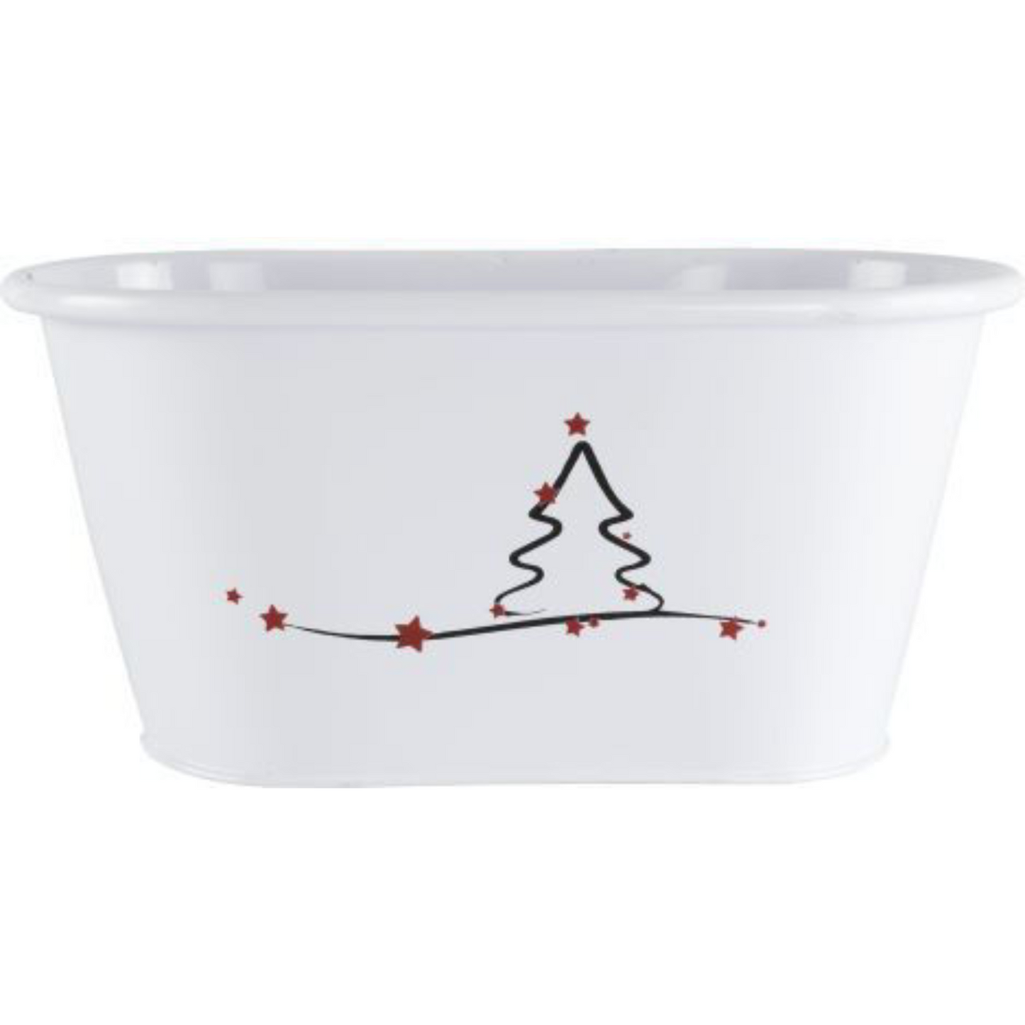 White Tin Trough Planter Pot Modern Christmas Tree 26cm Xmas Gift Festive Decor