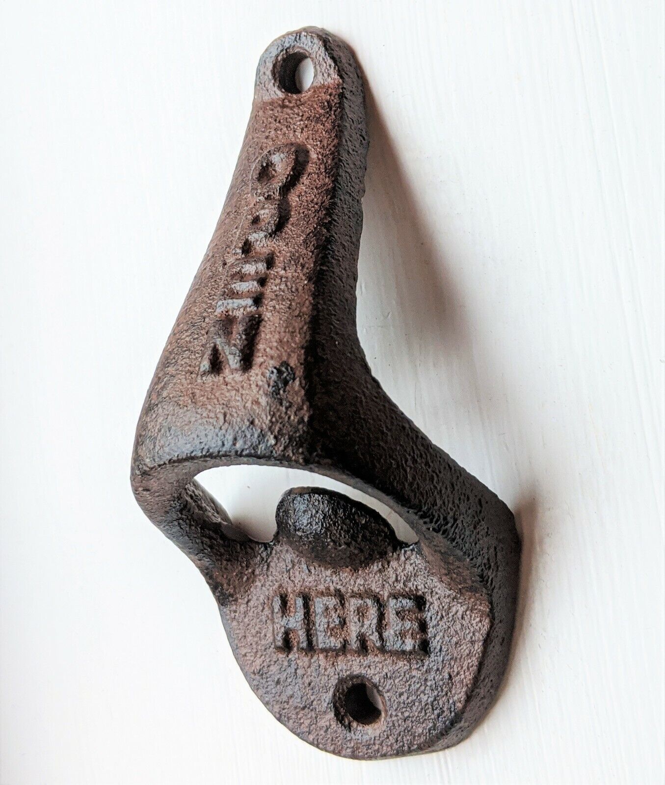 Open Here Cast Iron Metal Wall Mounted Vintage Rustic Kitchen Bar Bottle Opener