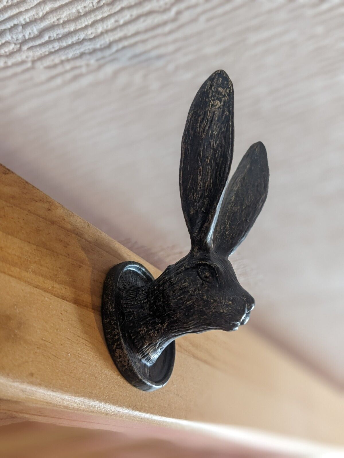 Set of 3 Rustic Hare Bunny Coat Hook Vintage Bronze Metal Animal Wall Door Hooks