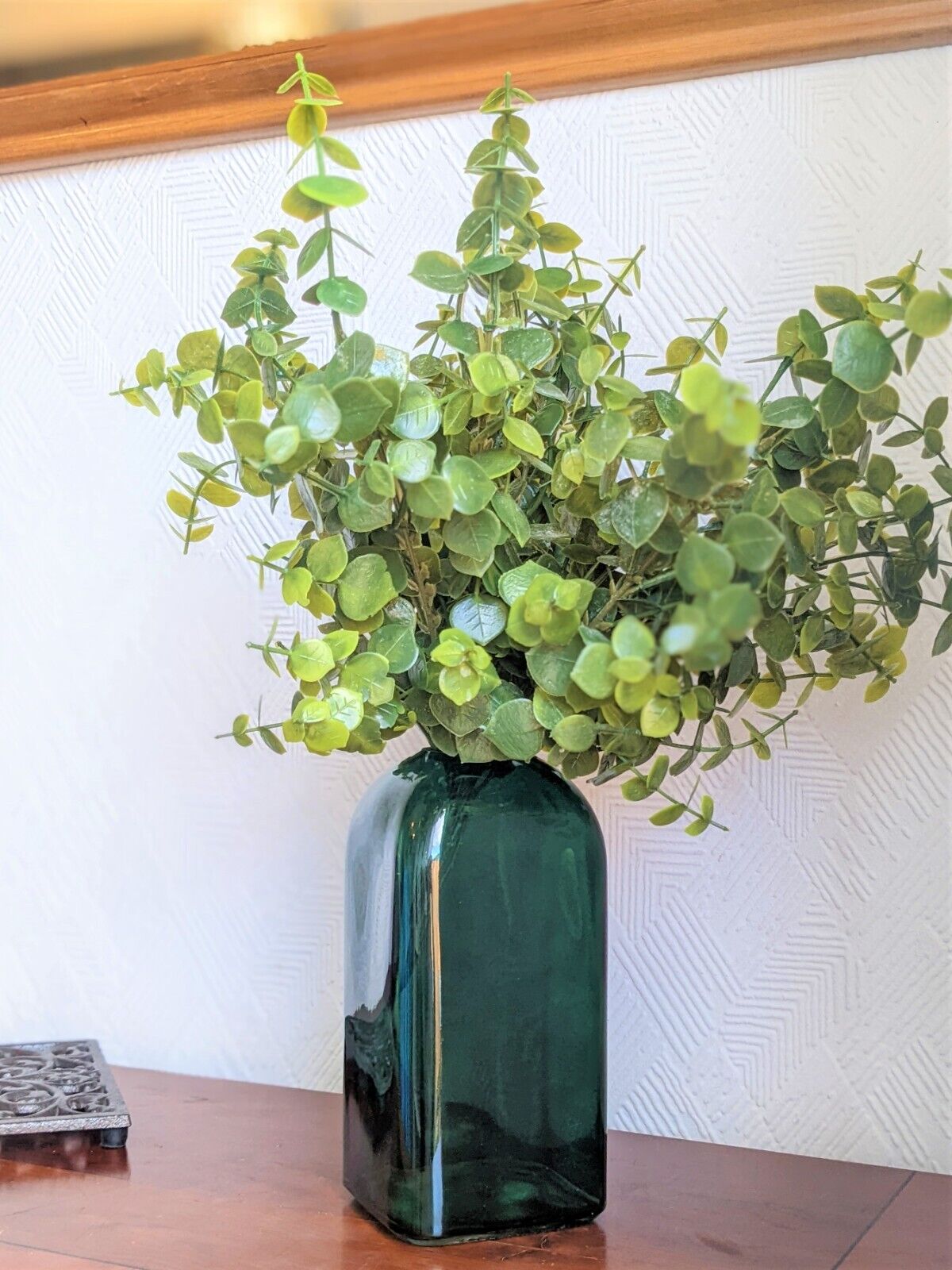 Green Glass Vase Bud Flower Pot Holder Bottle Bud Square Home Decor Gift Vase