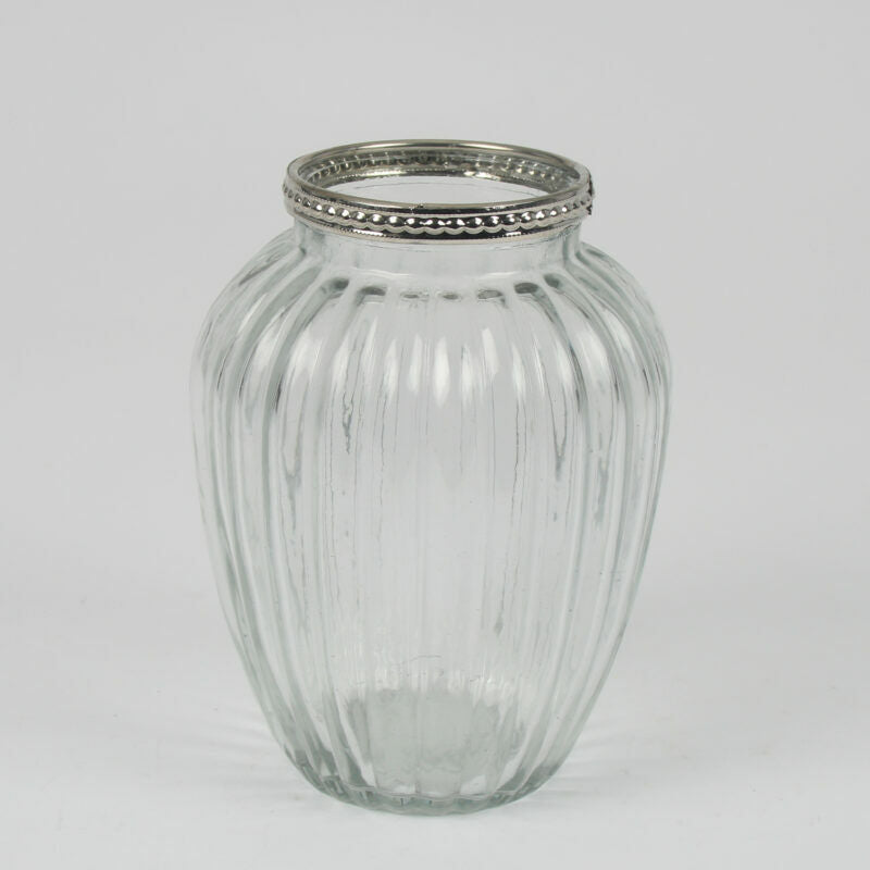 Ribbed Glass Vase Bud Flower Pot Holder Bottle Bud Round Home Decor Gift Vase