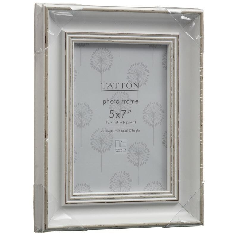 5 X 7 Inch Tatton Cream White Vintage Distressed Wooden Photo Picture Frame