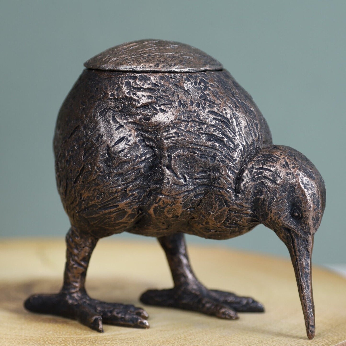 13cm Bird Salt Cellar Resin Salt Pot Aged Copper Finish Kitchen Handmade Pot