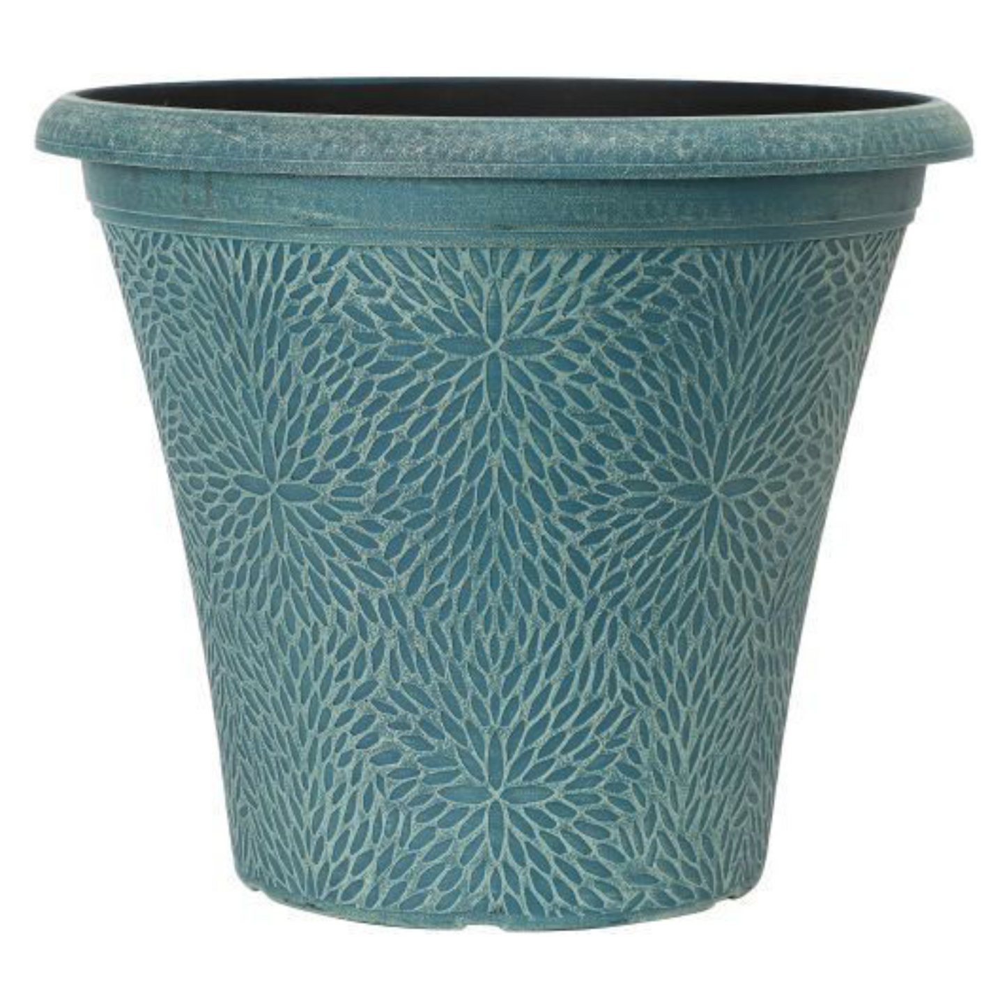 2Pc Indigo Green Plastic Planter Round 35cm Plant Pot 17L Pot Home Garden Decor