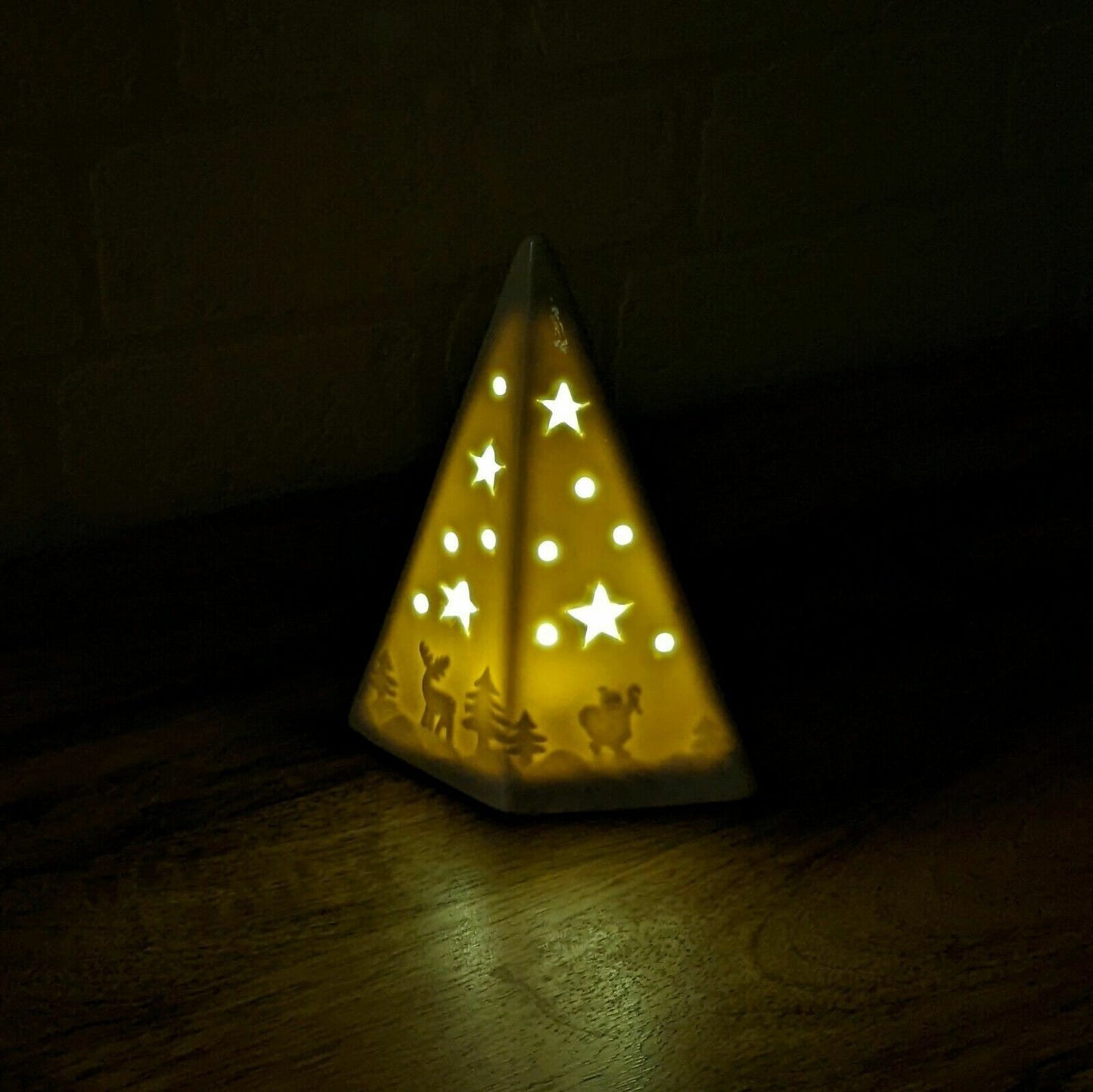 Ceramic LED Light Up Christmas Tree Warm White Standing Xmas Decor Ornament 14cm