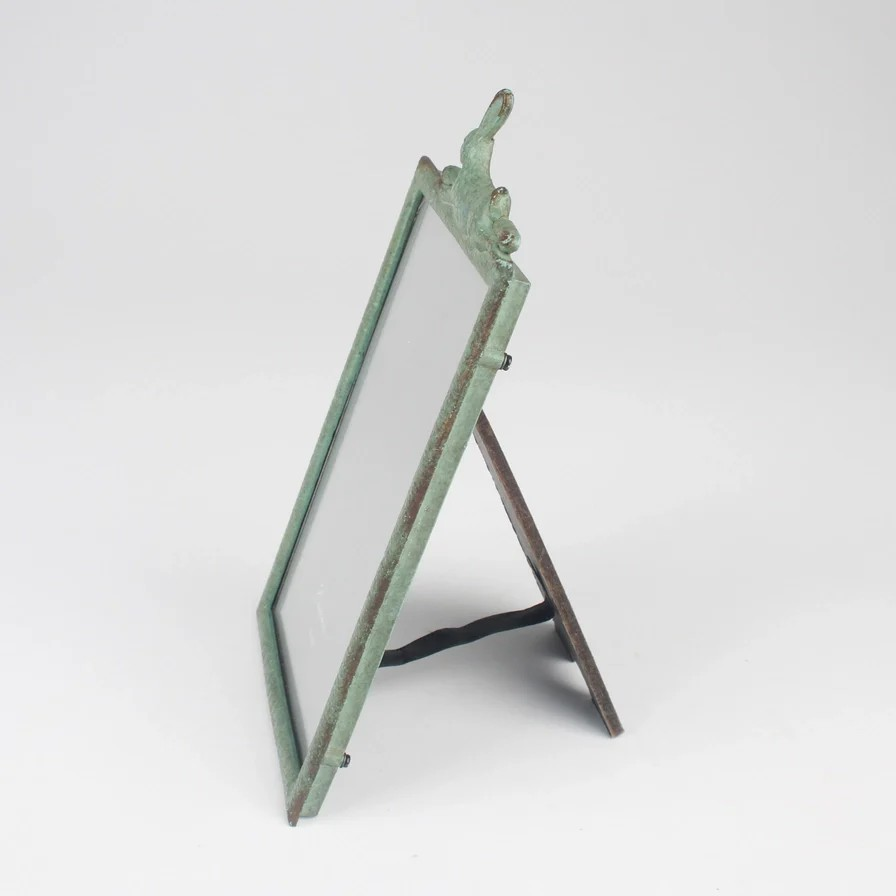 Metal Green Rabbit Photo Frame 4x6 Hare Picture Frame Verdigris Effect Home