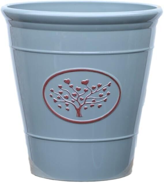 2Pc Plastic Olive Grey Planter 30cm Round Outdoor 14L Gloss Garden Plant Pot