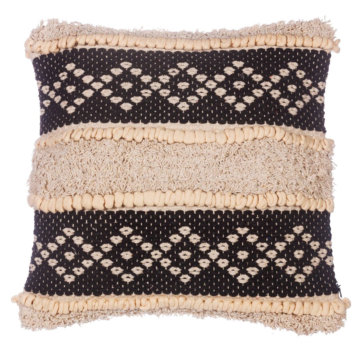 2Pcs Knitted Filled Diamond Cushion 40x40cm Luxury Bohemian Sofa Cushions Black