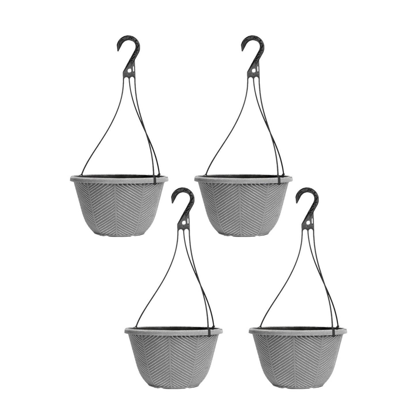 Round Plastic Silver Grey Hanging Basket 30cm Plant Pot 8L Garden Hook Planter