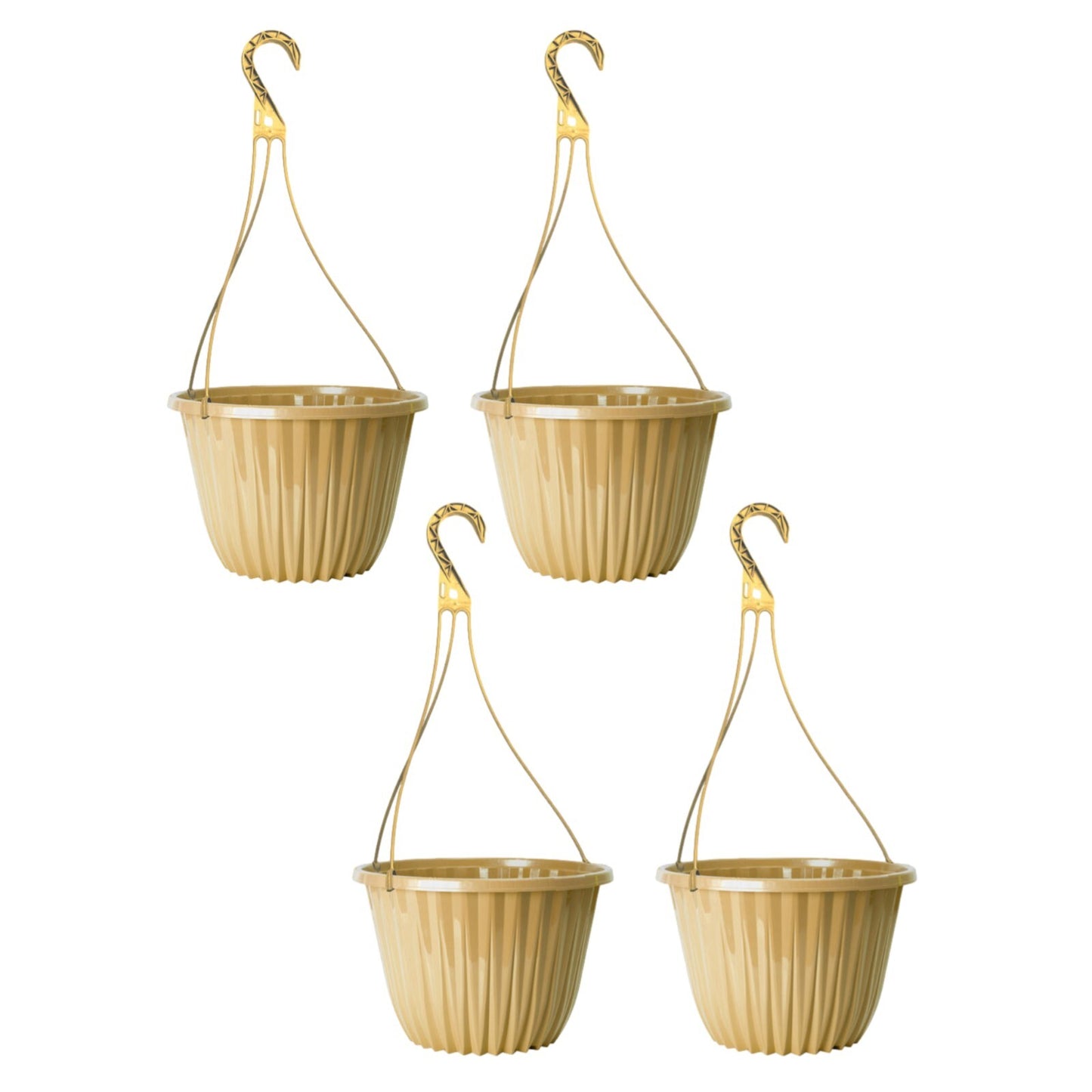 Plastic Yellow Hanging Basket 27cm Plant Pot 7L Home Garden Hook Planter Glossy