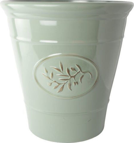 Gloss Ceramic Plastic Planters Flower Plant Pots Barrel Tall Bowl Olive Cover