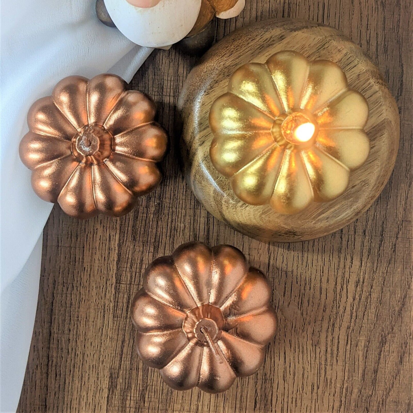 Pumpkin Gold Bronze Halloween Candles Pumpkin Shaped Wax Candles Autumn Decor