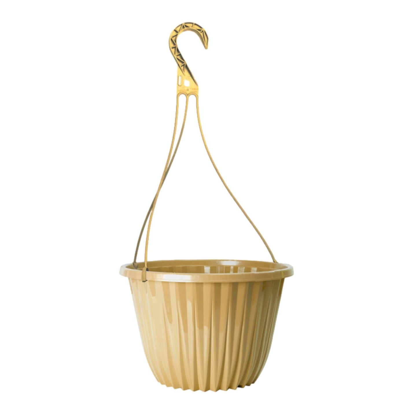 Plastic Yellow Hanging Basket 27cm Plant Pot 7L Home Garden Hook Planter Glossy