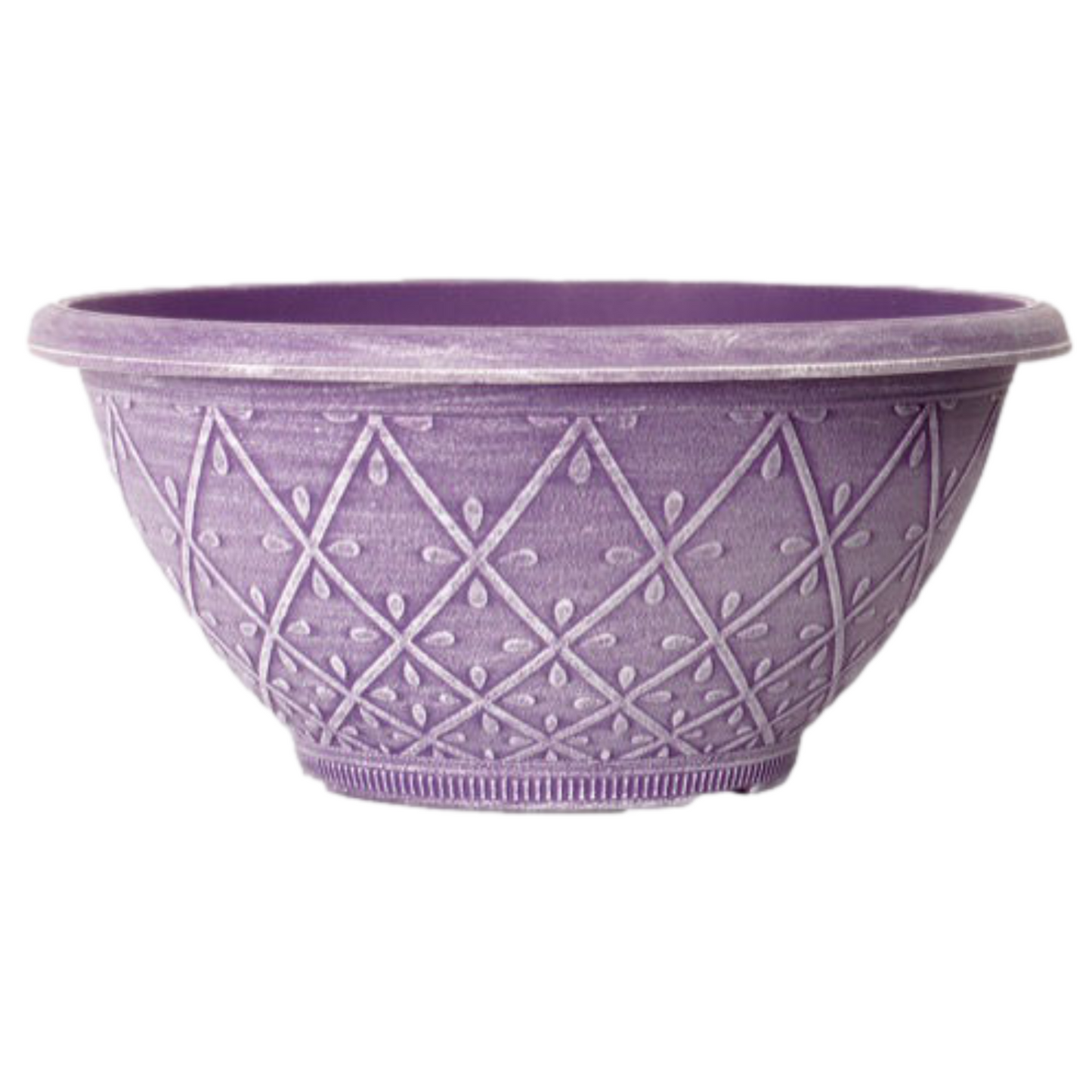 2Pc Plastic Prisma Bowl Planter 30cm Powdered Raisin 6L Garden Plant Pot Decor