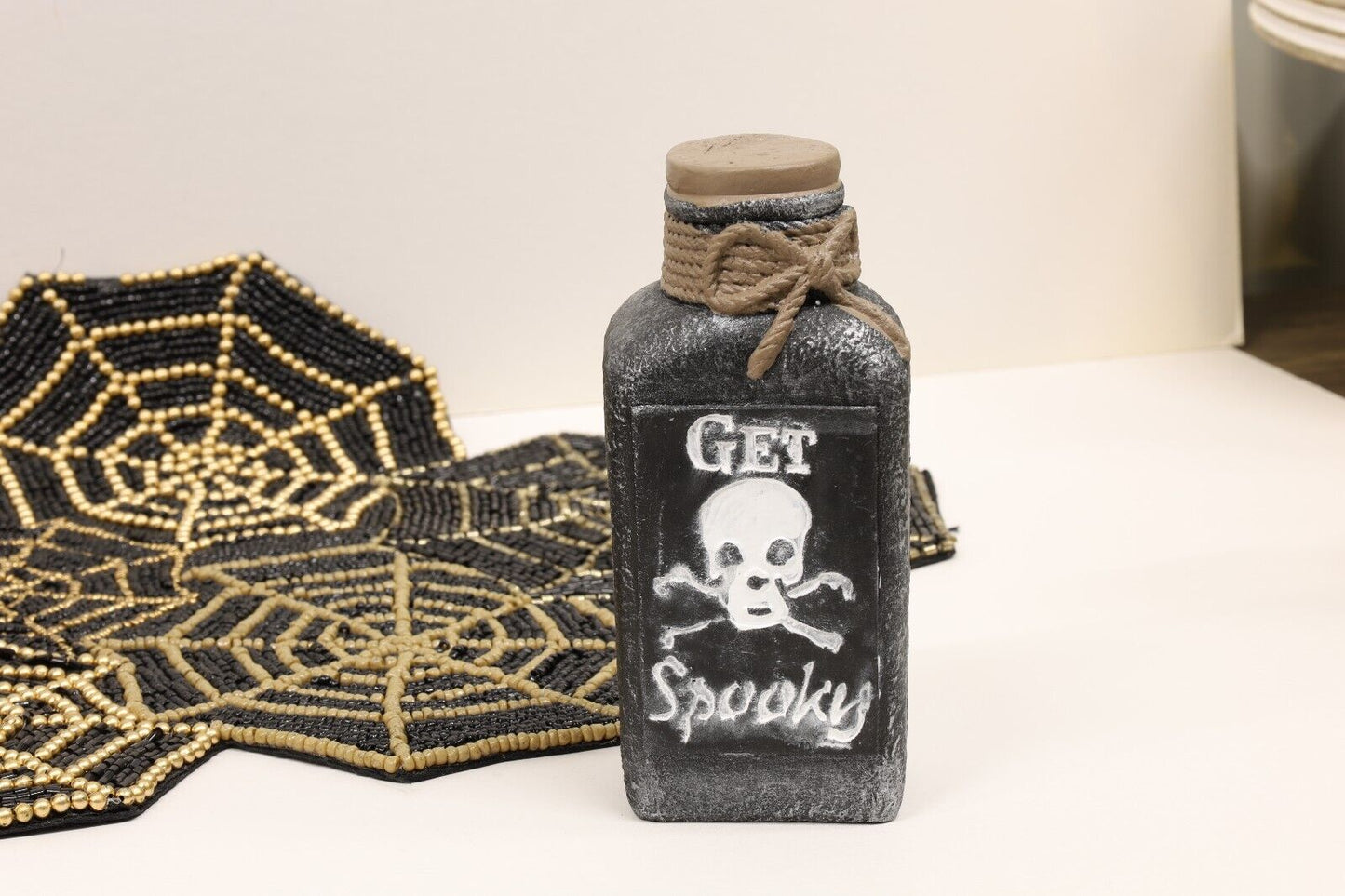 3Pc Halloween 15cm Cement Black Potion Scary Bottle Party Decor Ornament