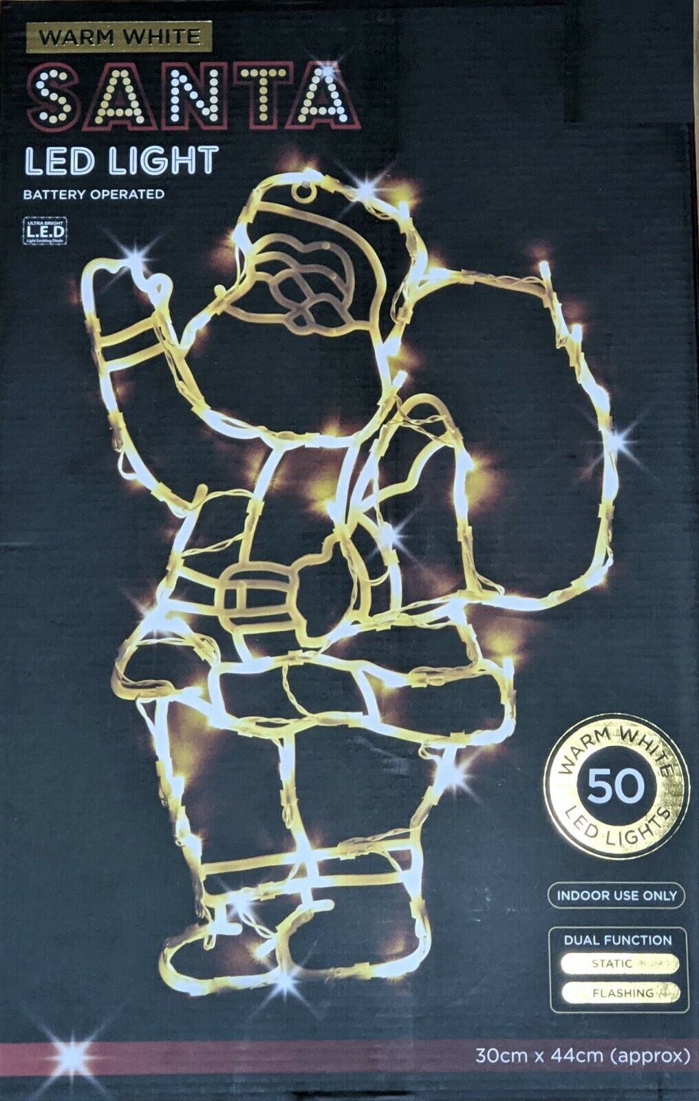 44cm Santa 50 LED Window Hanging Silhouette Battery Lights Xmas Dual Function