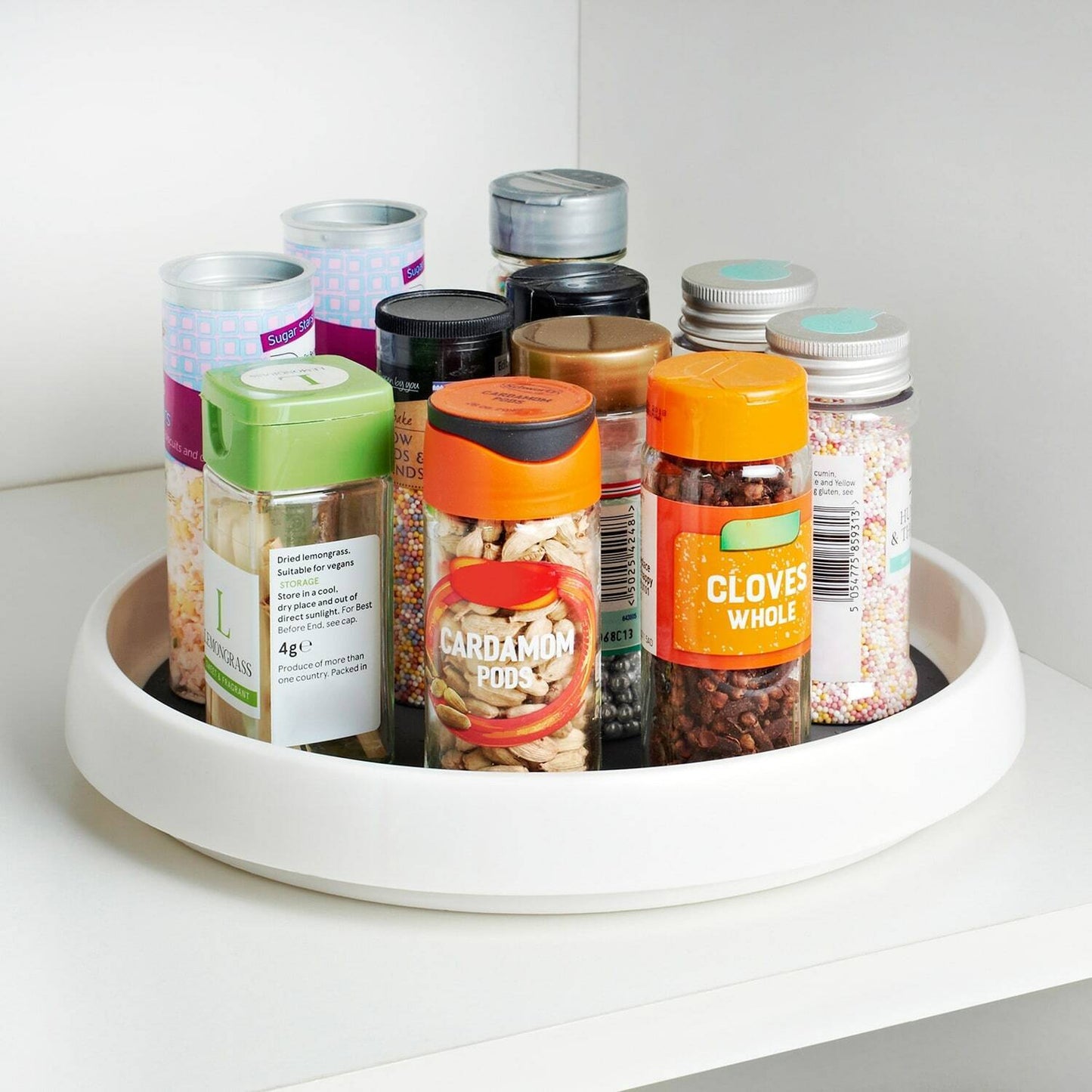 Rotating Kitchen Shelf Cupboard Spice Jars Dispenser Storage Tray Rack Organiser
