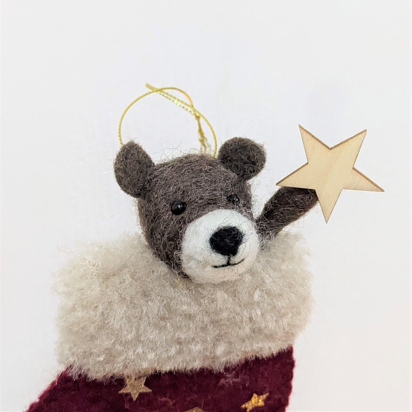 14 Felt Bear With Scarf & Star Mitten Christmas Xmas Tree Hanging Bauble Decor