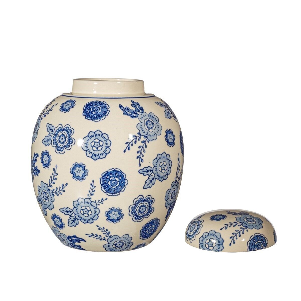 19cm Ceramic Blue Willow Ginger Jar Home Decor Ornament Cotton Bathroom Storage